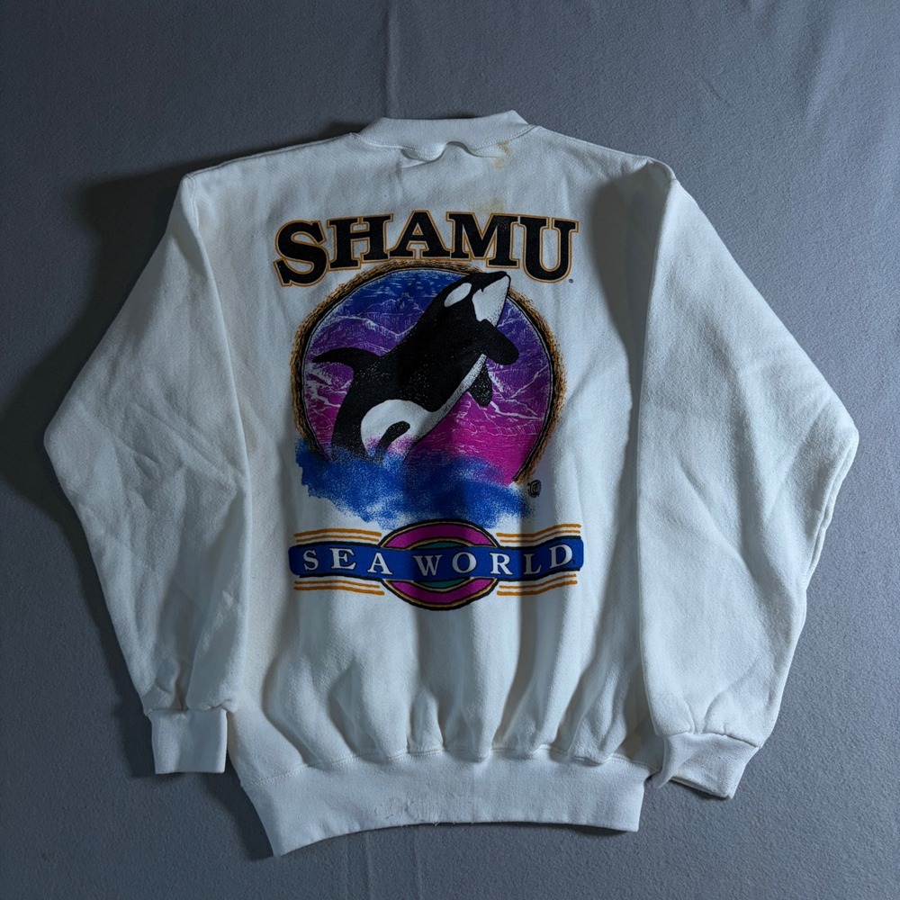 Vintage‎ Tultex Sea World Shamu Orca Graphic Sweatshirt White Mens Small 90s